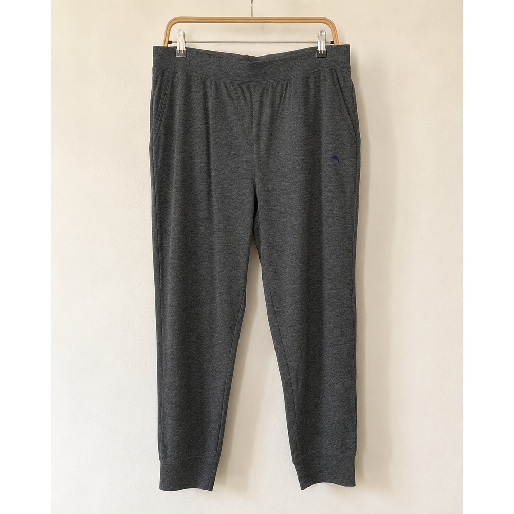 Tommy Bahama Lounge Pants Gray Heather Casual Knit‎ Mens Drawstring Joggers / L